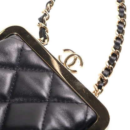 Chanel Quilted Mini Clutch Black Plastic Lambskin — view 6