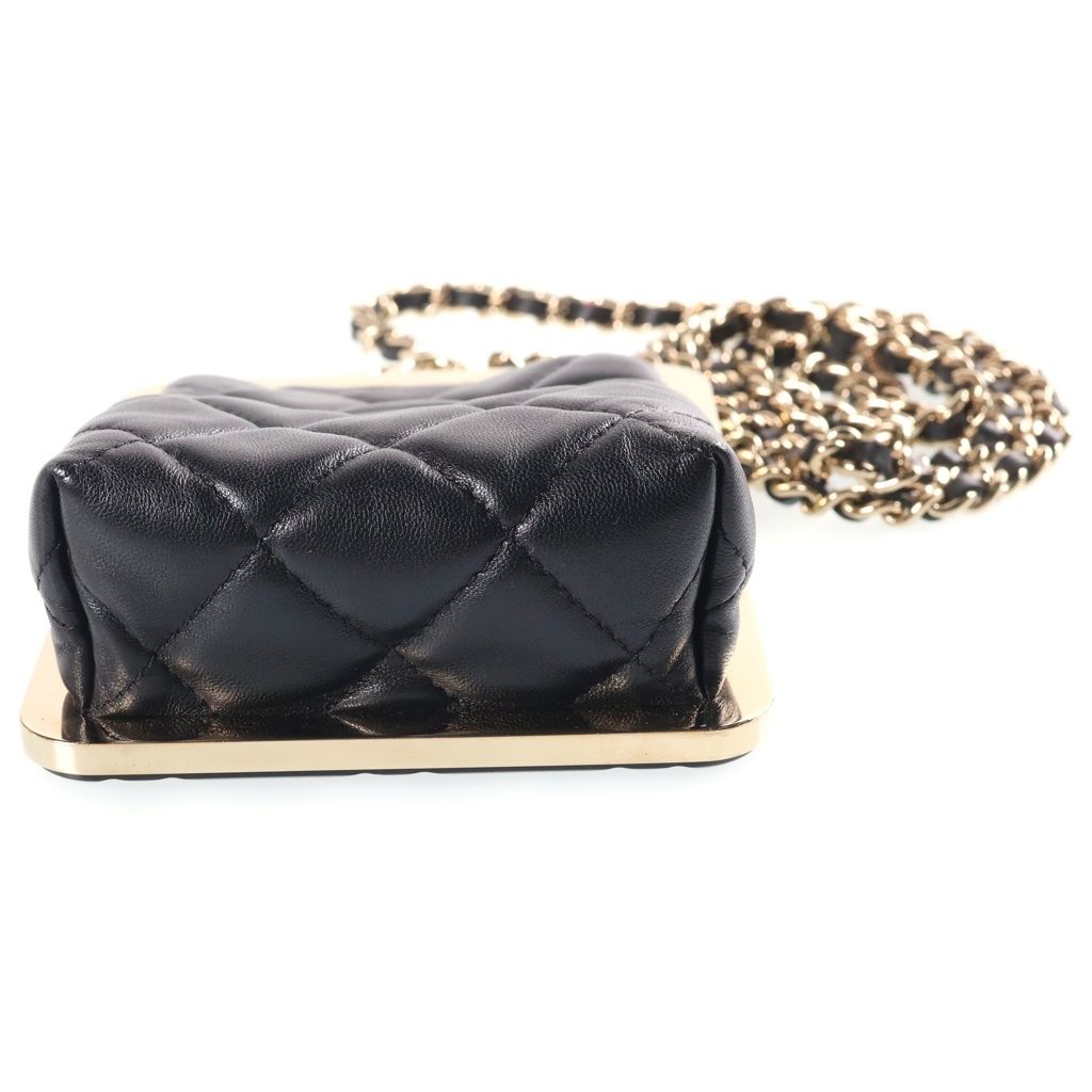 Chanel Quilted Mini Clutch Black Plastic Lambskin — view 4