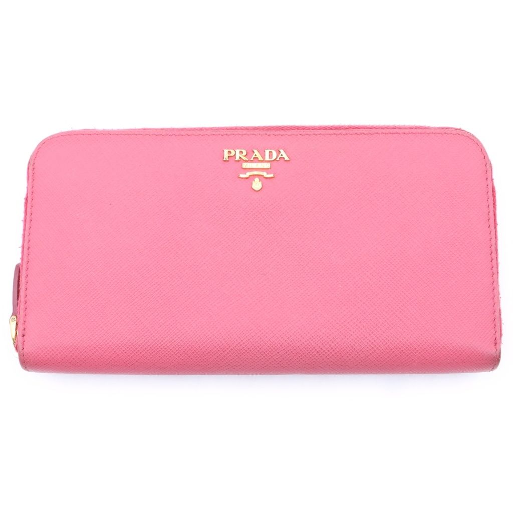Prada Saffiano Round Zip Wallet Pink