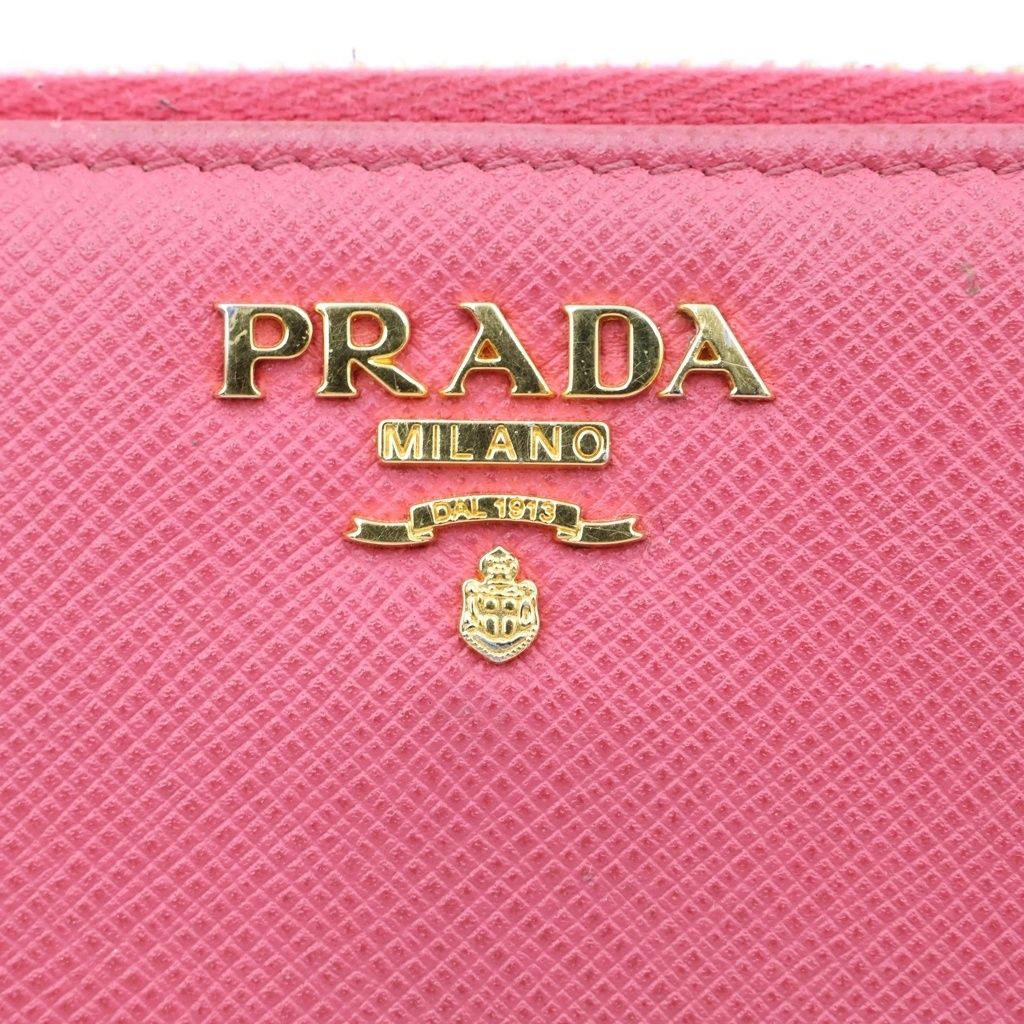 Prada Saffiano Round Zip Wallet Pink — view 6