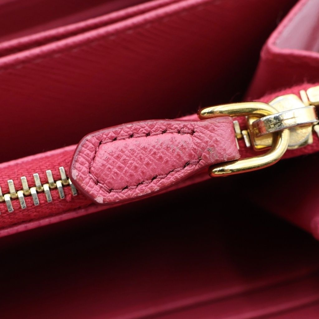 Prada Saffiano Round Zip Wallet Pink — view 5