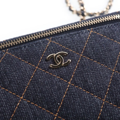 Chanel Quilted Vanity Chain Bag Navy Denim Silver — view 6