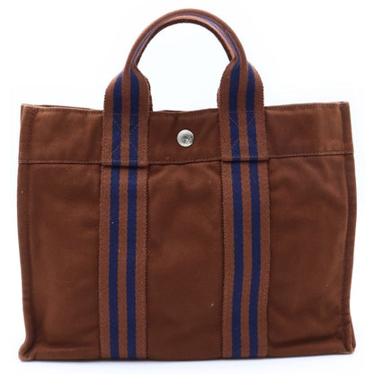 Hermes Fourre Tout PM Canvas Tote Handbag Brown — view 2