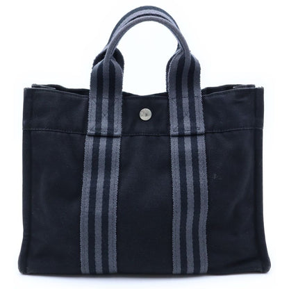 Hermes Fourre Tout PM Canvas Tote Handbag Black