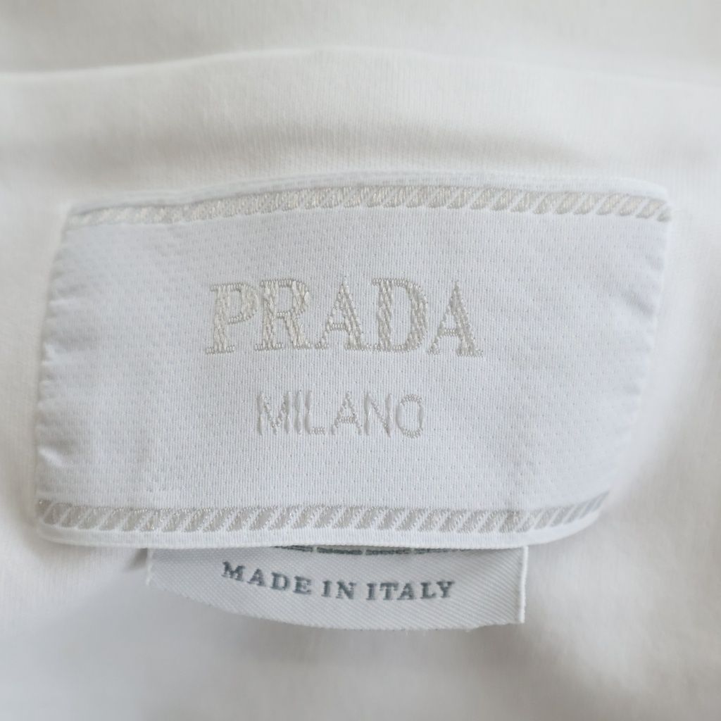 Prada Triangle Logo Crew Neck Short Sleeve Top T-Shirt White — view 6