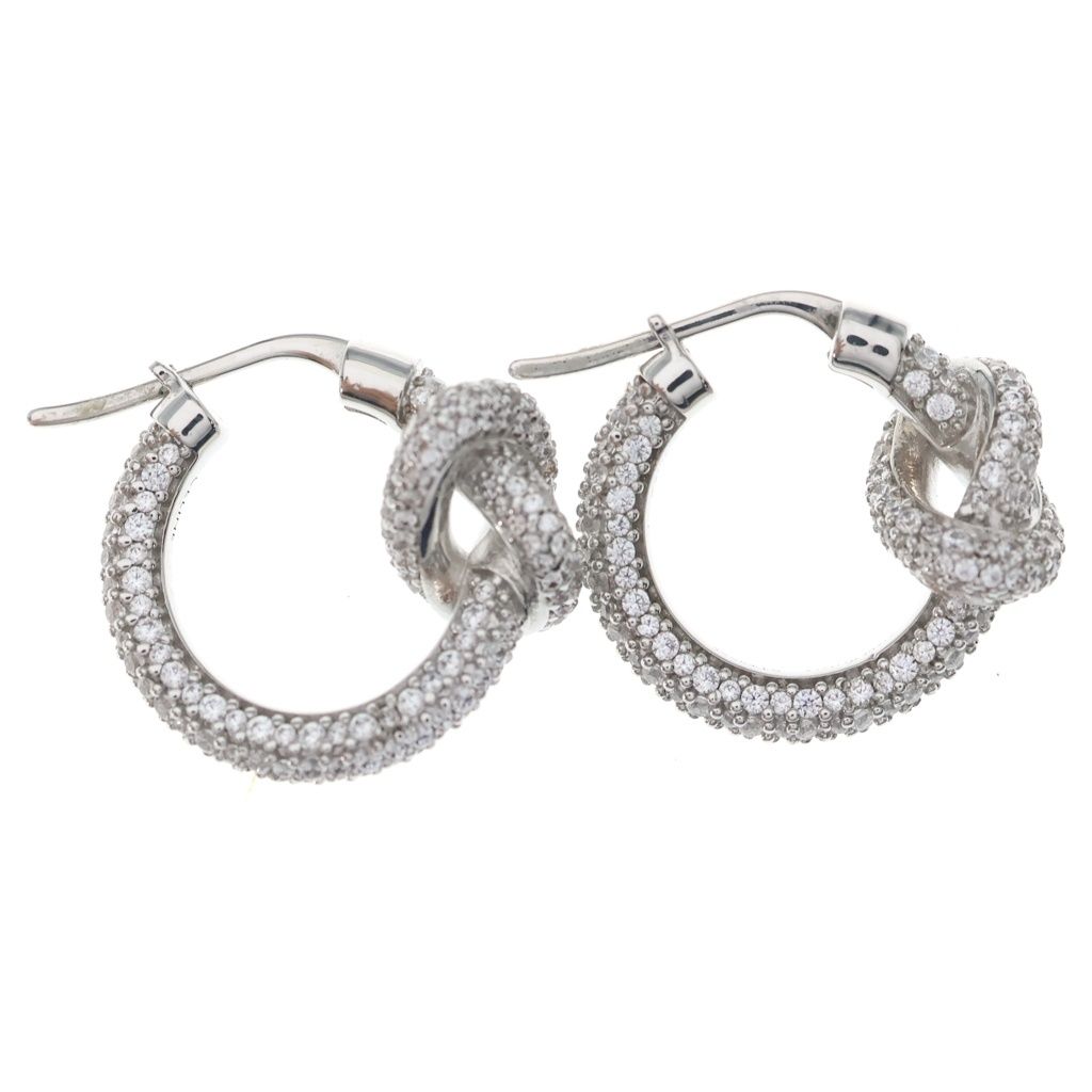 Celine Knot Hoop Earrings Rhinestone — view 2