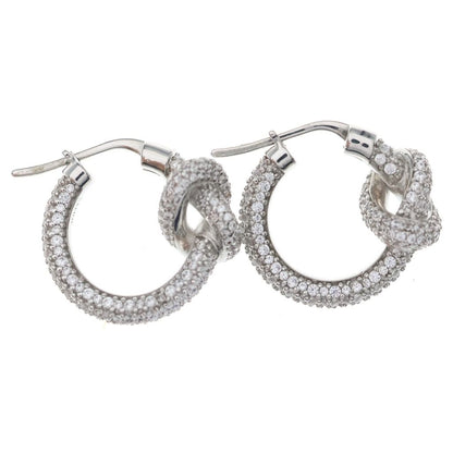 Celine Knot Hoop Earrings Rhinestone — view 2