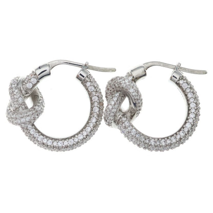 Celine Knot Hoop Earrings Rhinestone