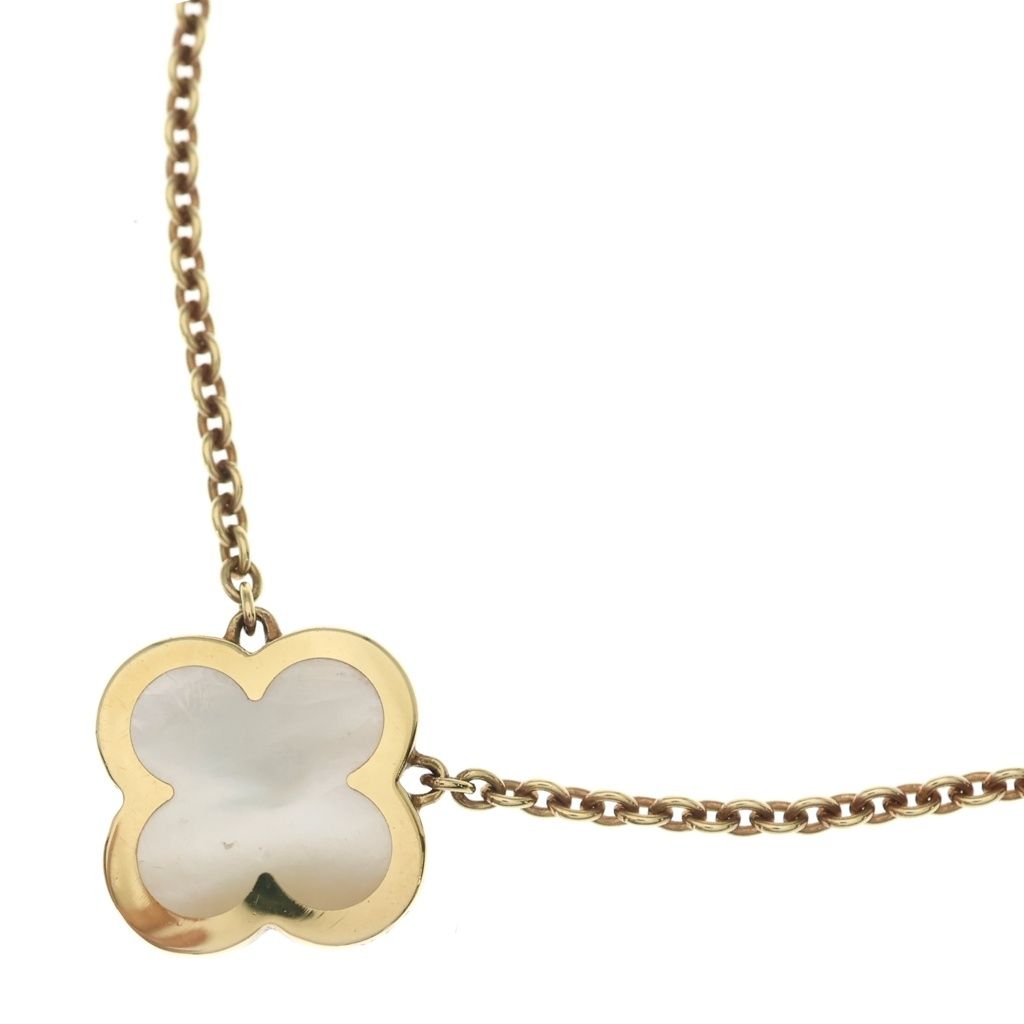 Van Cleef & Arpels Pure Alhambra Necklace Yellow Gold White Shell