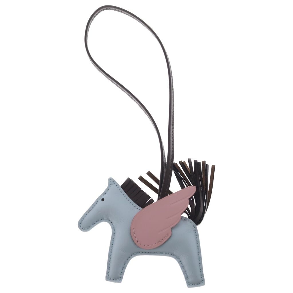 Hermes Rodeo Pegasus PM Bag Charm Bleu Brume Rose Sakura Agneau Milo Swift
