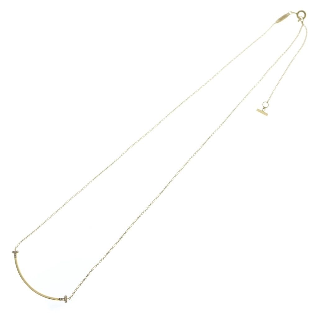 Tiffany & Co T Smile Small Diamond Necklace 18k Yellow Gold — view 2
