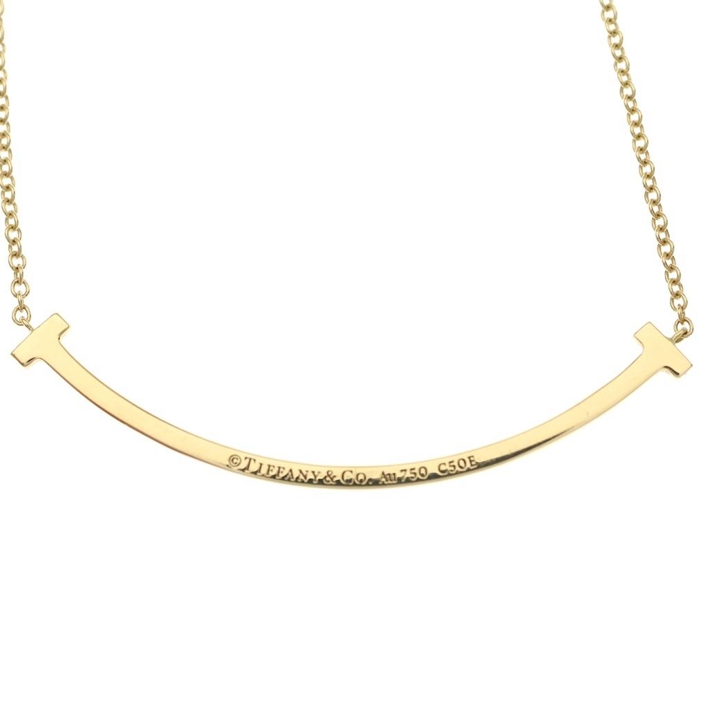 Tiffany & Co T Smile Small Diamond Necklace 18k Yellow Gold — view 3