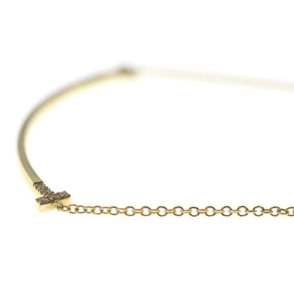 Tiffany & Co T Smile Small Diamond Necklace 18k Yellow Gold — view 5