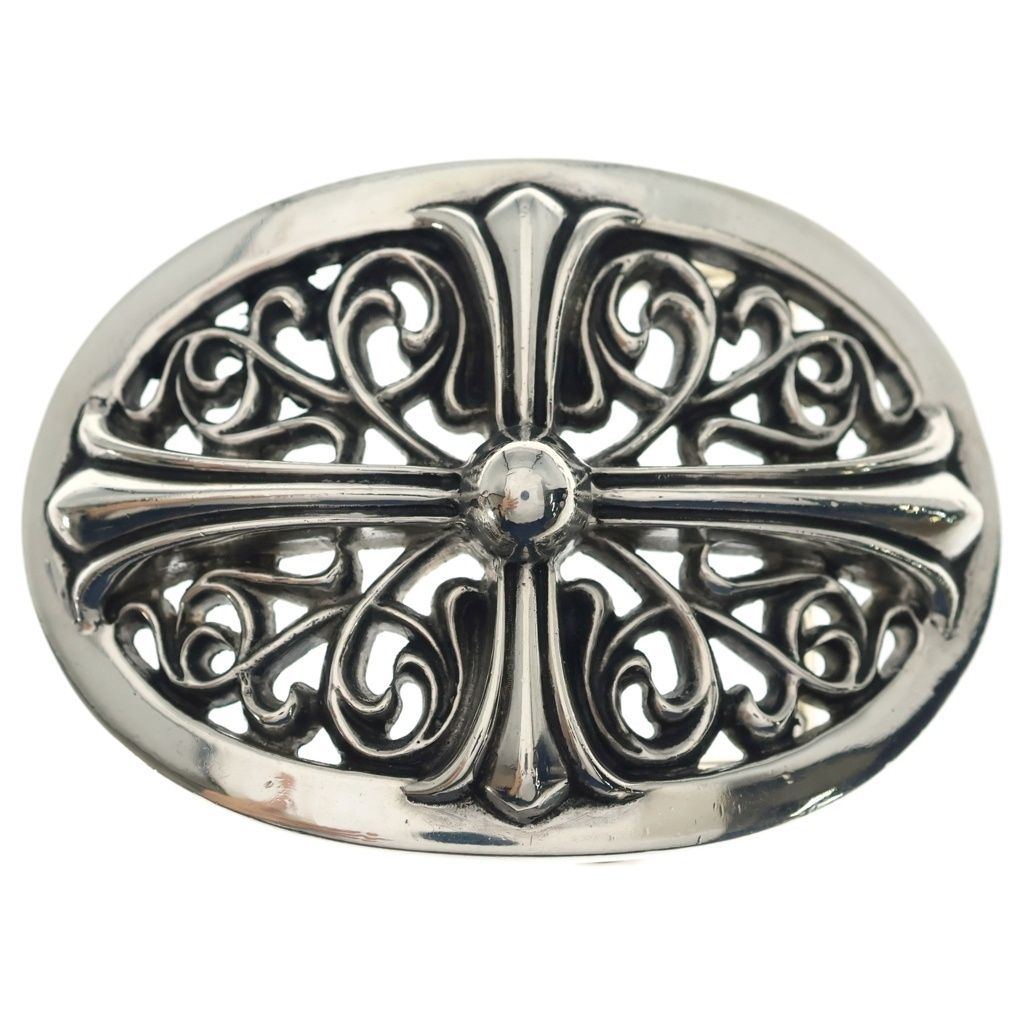 Chrome Hearts Oval Cross Strap 1.5 Classic Buckle Silver Belt