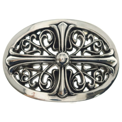 Chrome Hearts Oval Cross Strap 1.5 Classic Buckle Silver Belt