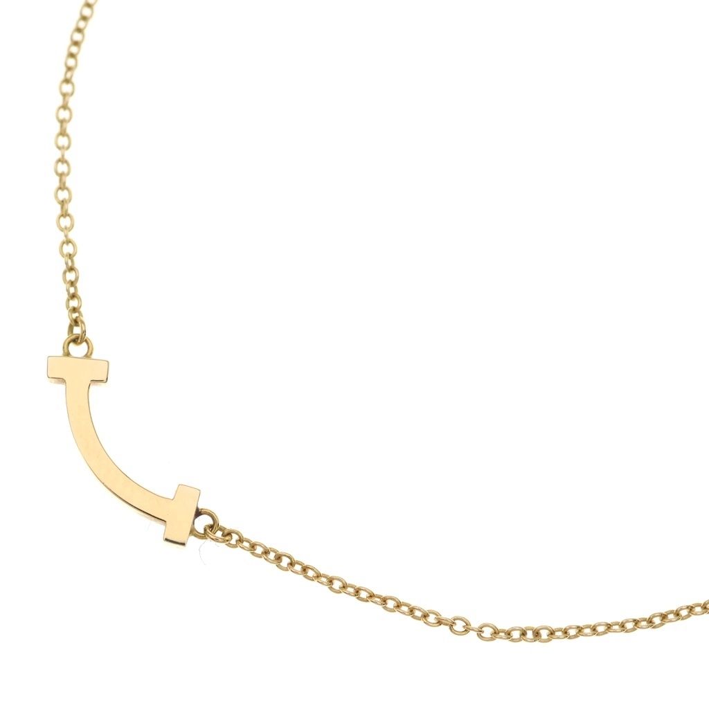 Tiffany & Co T Smile Mini Necklace Pink Gold
