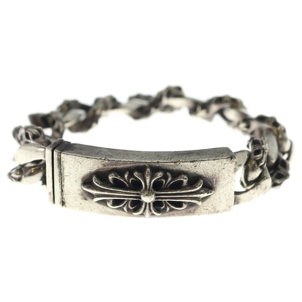 Chrome Hearts ID Floral Cross ID Fancy Link Bracelet Silver