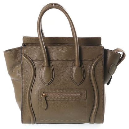 Celine Luggage Micro Handbag Olive Khaki Green Leather Gold
