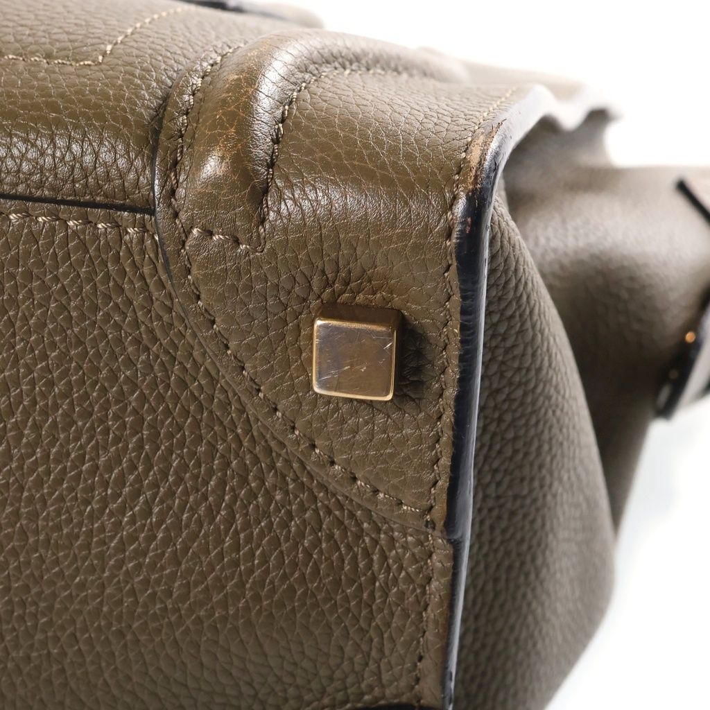 Celine Luggage Micro Handbag Olive Khaki Green Leather Gold — view 6