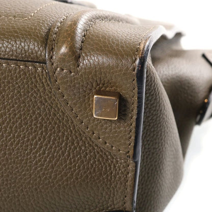 Celine Luggage Micro Handbag Olive Khaki Green Leather Gold — view 6