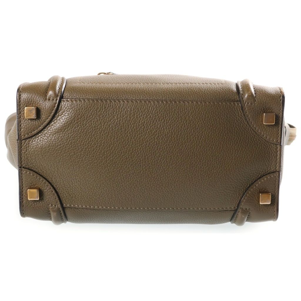 Celine Luggage Micro Handbag Olive Khaki Green Leather Gold — view 4