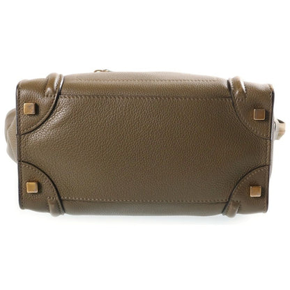 Celine Luggage Micro Handbag Olive Khaki Green Leather Gold — view 4