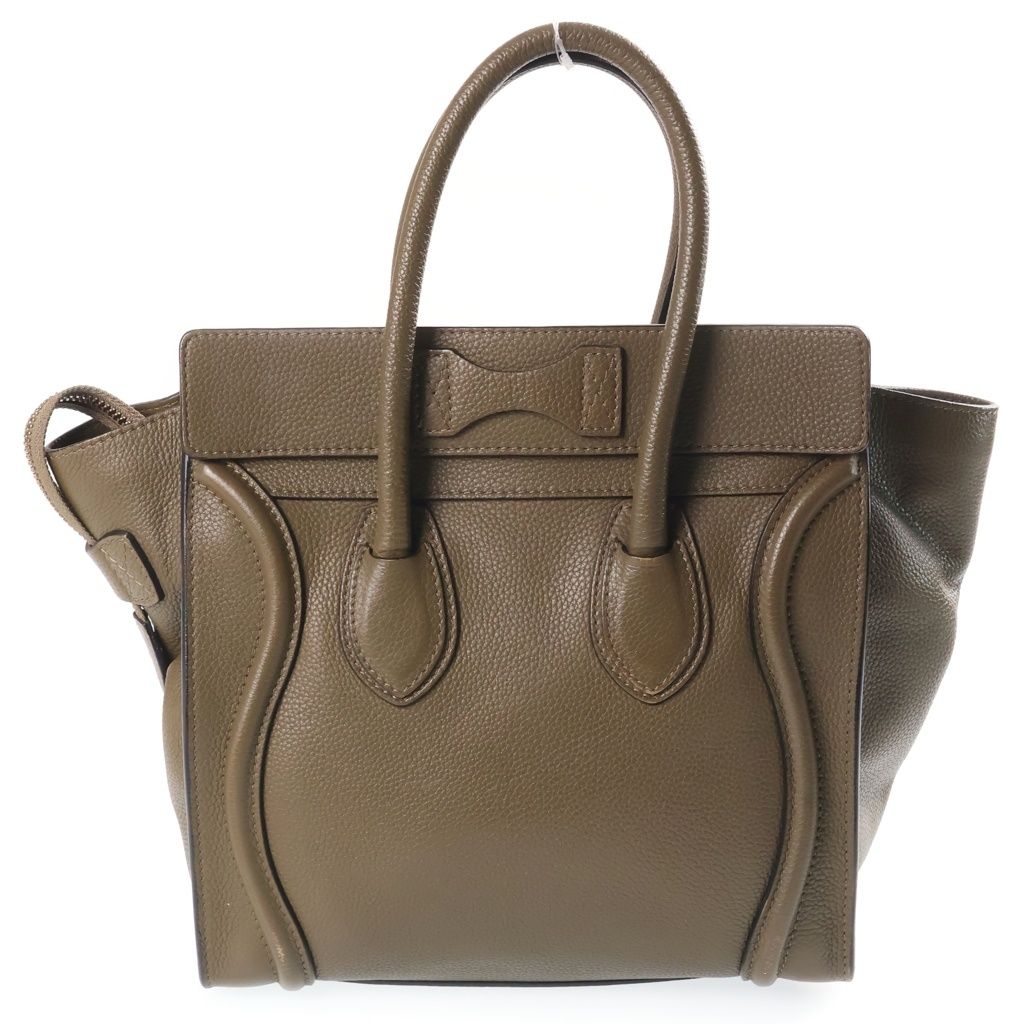 Celine Luggage Micro Handbag Olive Khaki Green Leather Gold — view 2