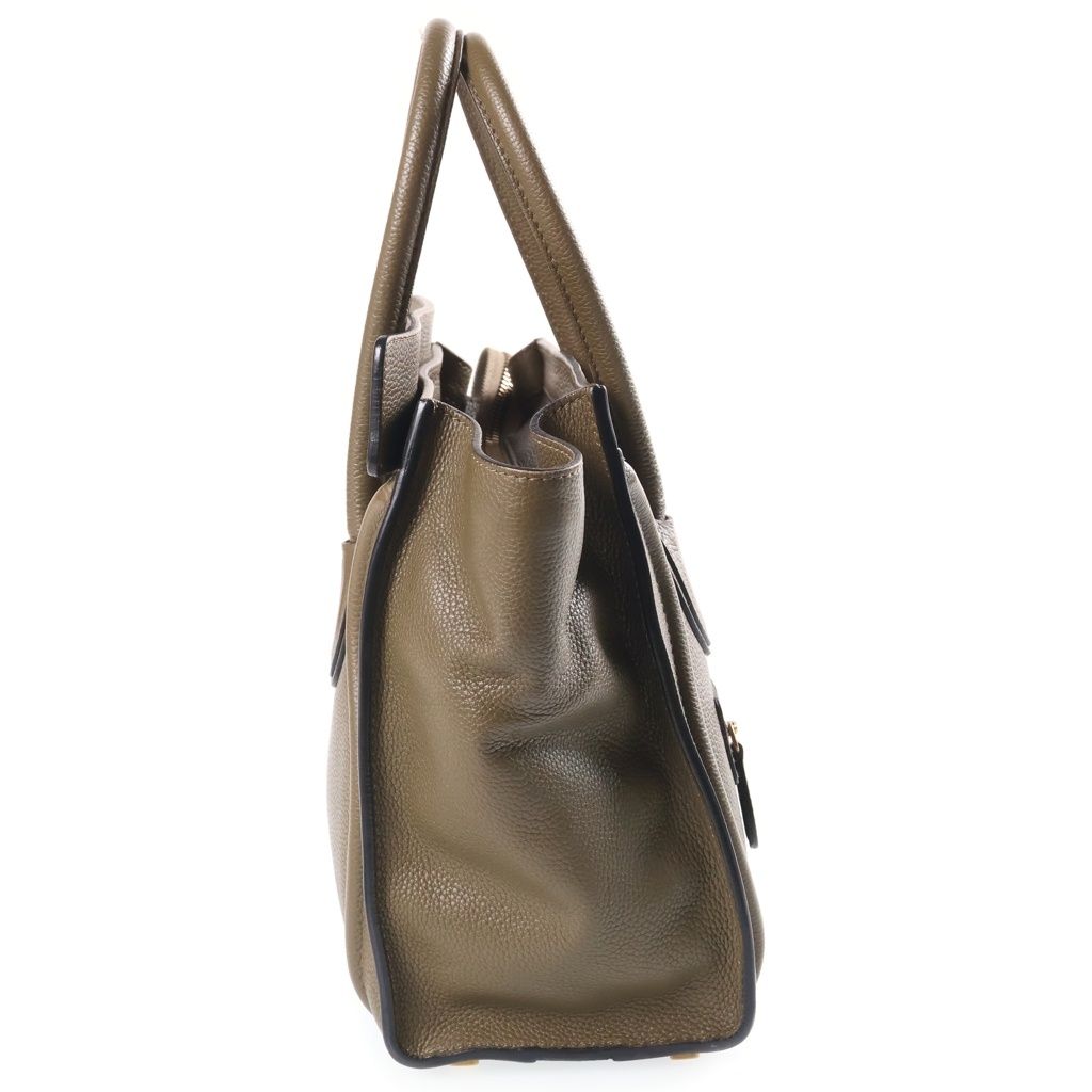 Celine Luggage Micro Handbag Olive Khaki Green Leather Gold — view 3