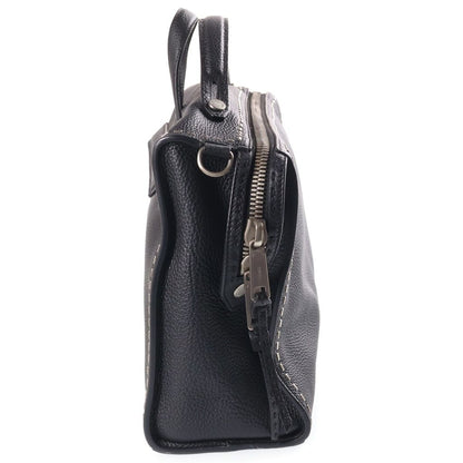 Fendi 2-Way Business Shoulder Bag Black Leather Silver — view 3
