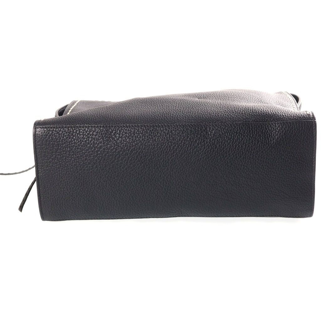 Fendi 2-Way Business Shoulder Bag Black Leather Silver — view 4