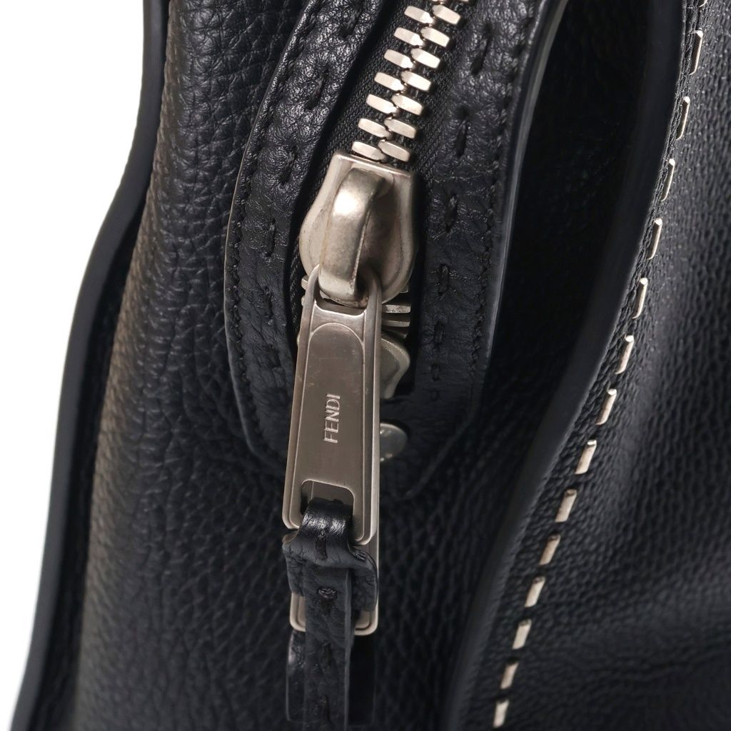 Fendi 2-Way Business Shoulder Bag Black Leather Silver — view 6