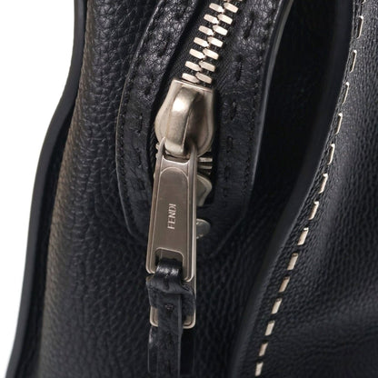 Fendi 2-Way Business Shoulder Bag Black Leather Silver — view 6