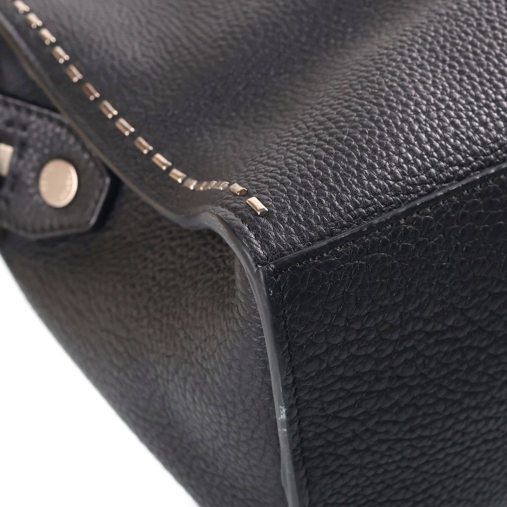 Fendi 2-Way Business Shoulder Bag Black Leather Silver — view 5