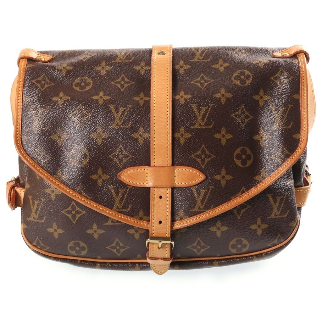 Louis Vuitton Monogram Saumur 30 Shoulder Bag Brown Leather Gold