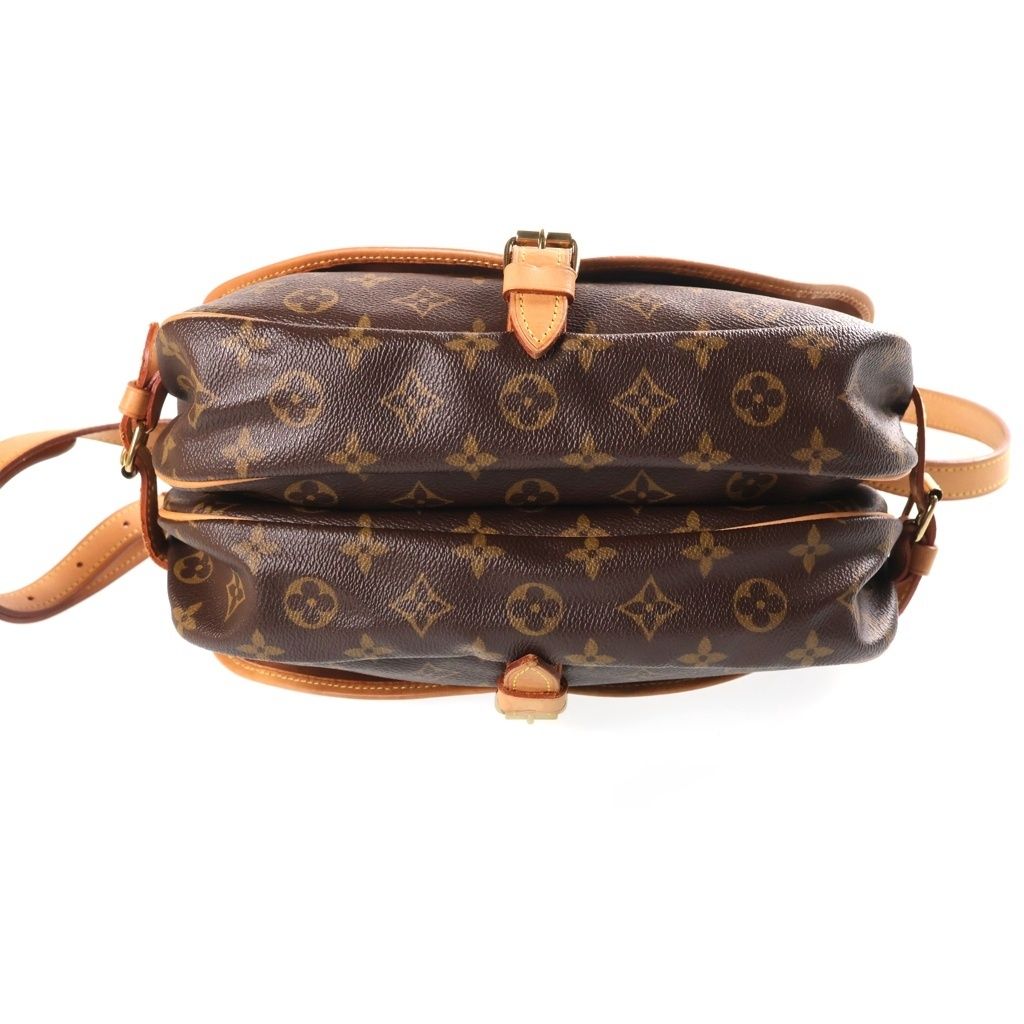 Louis Vuitton Monogram Saumur 30 Shoulder Bag Brown Leather Gold — view 4
