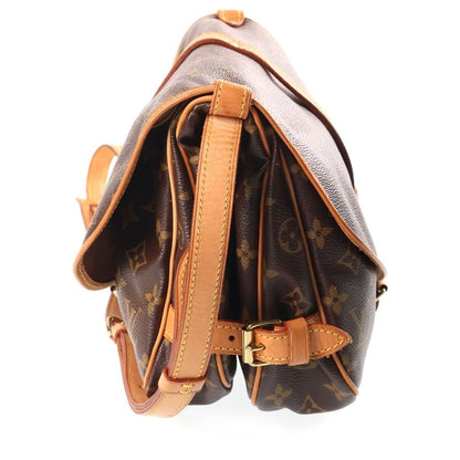 Louis Vuitton Monogram Saumur 30 Shoulder Bag Brown Leather Gold — view 3