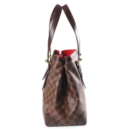 Louis Vuitton Damier Hamted MM Tote Bag Brown Leather Gold — view 3
