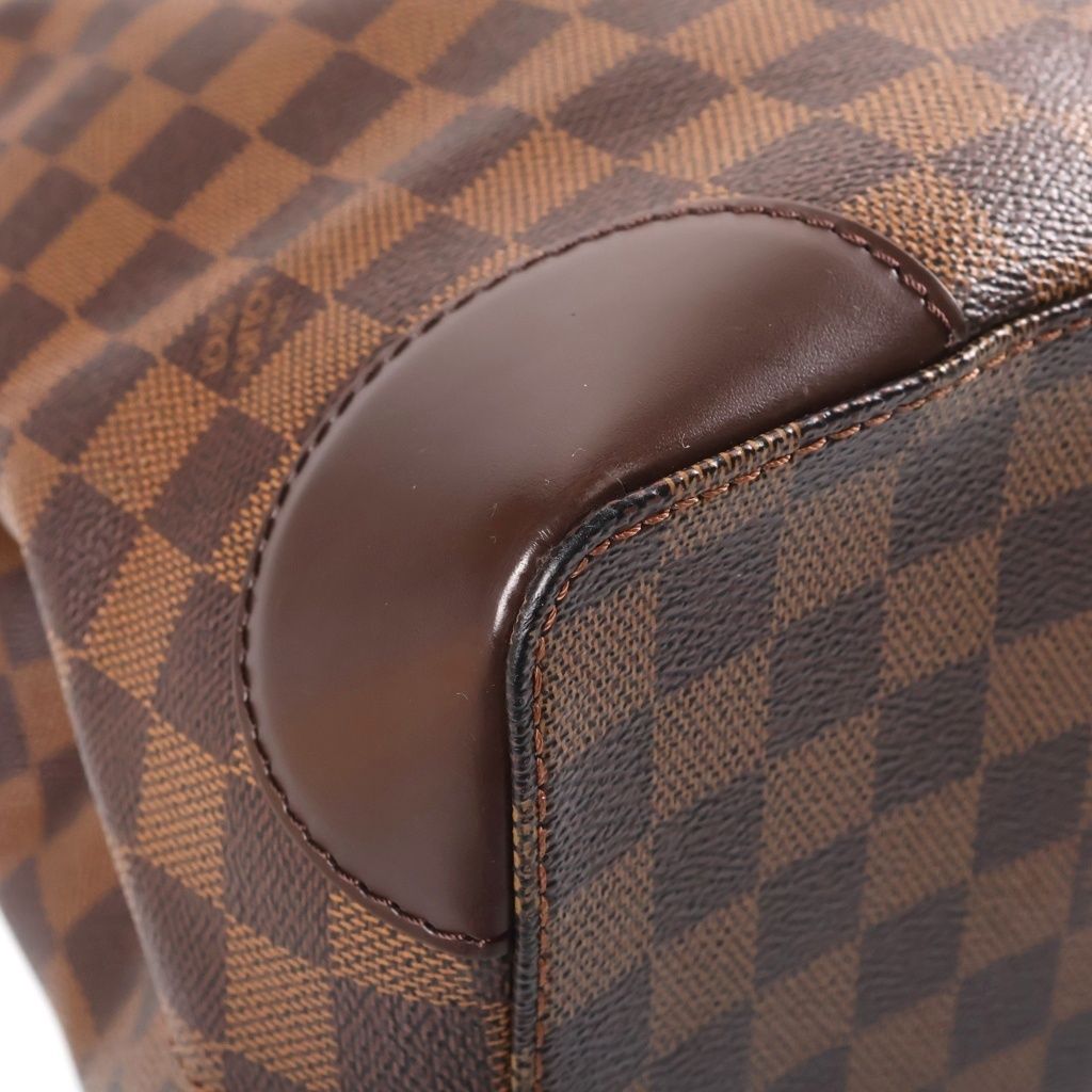 Louis Vuitton Damier Hamted MM Tote Bag Brown Leather Gold — view 5