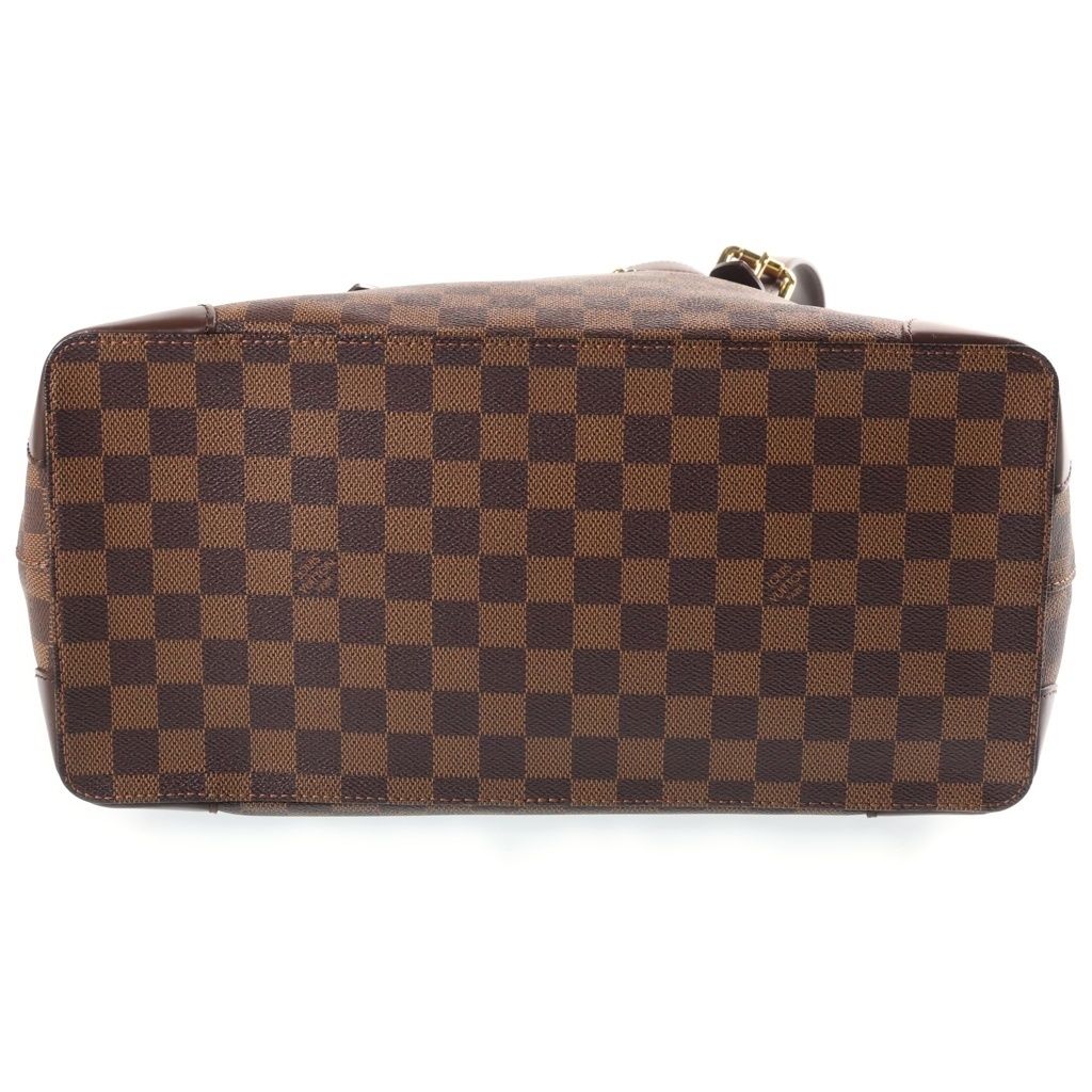 Louis Vuitton Damier Hamted MM Tote Bag Brown Leather Gold — view 4