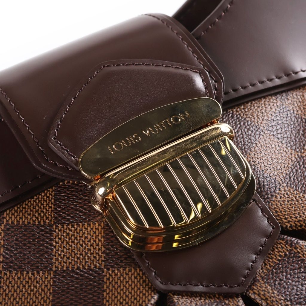 Louis Vuitton Damier Sistina MM Bag Brown Leather Gold — view 6