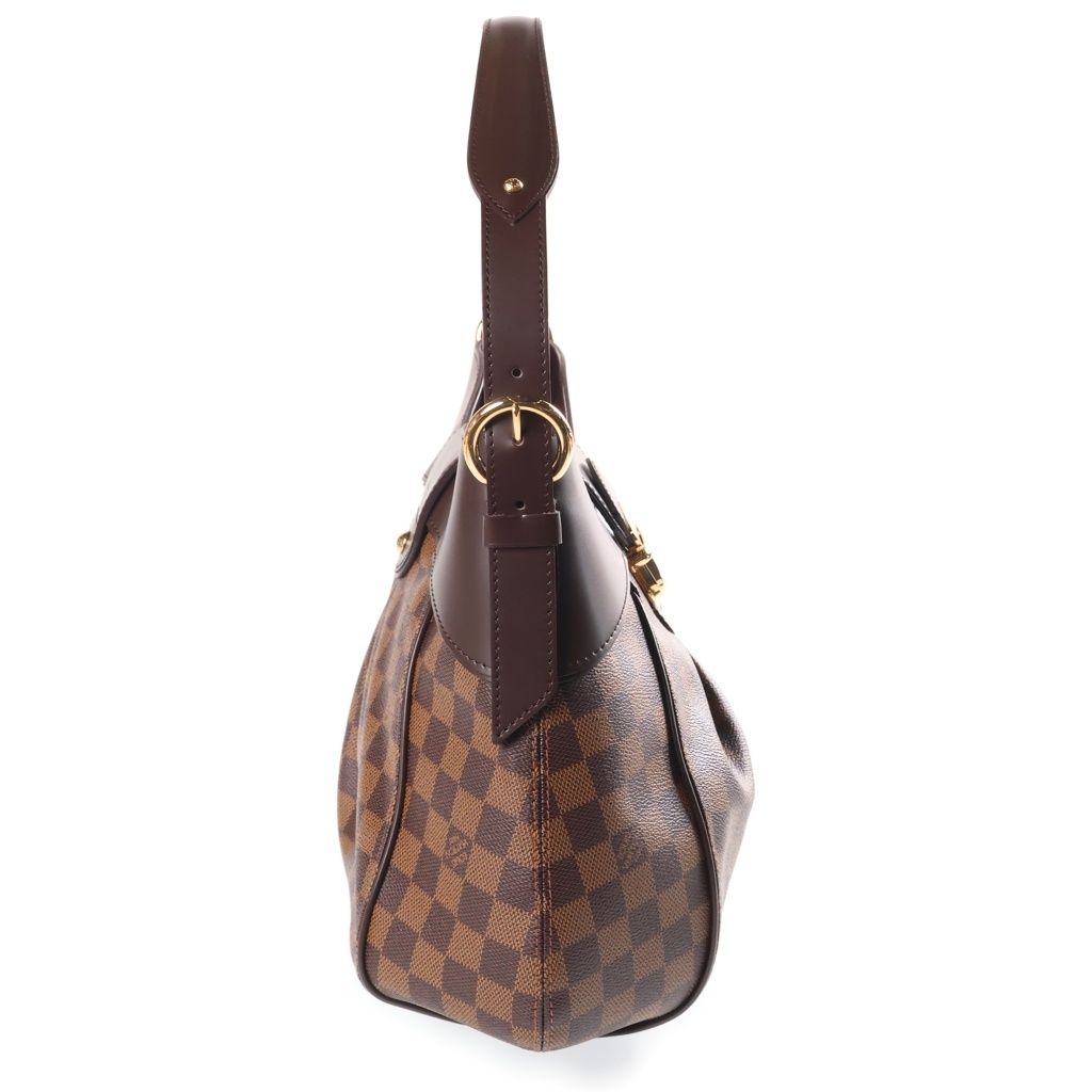 Louis Vuitton Damier Sistina MM Bag Brown Leather Gold — view 3
