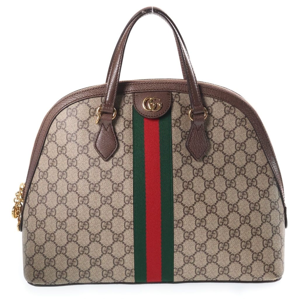 Gucci GG Supreme Ophidia Sherry Line Leather 2-Way Bag Beige