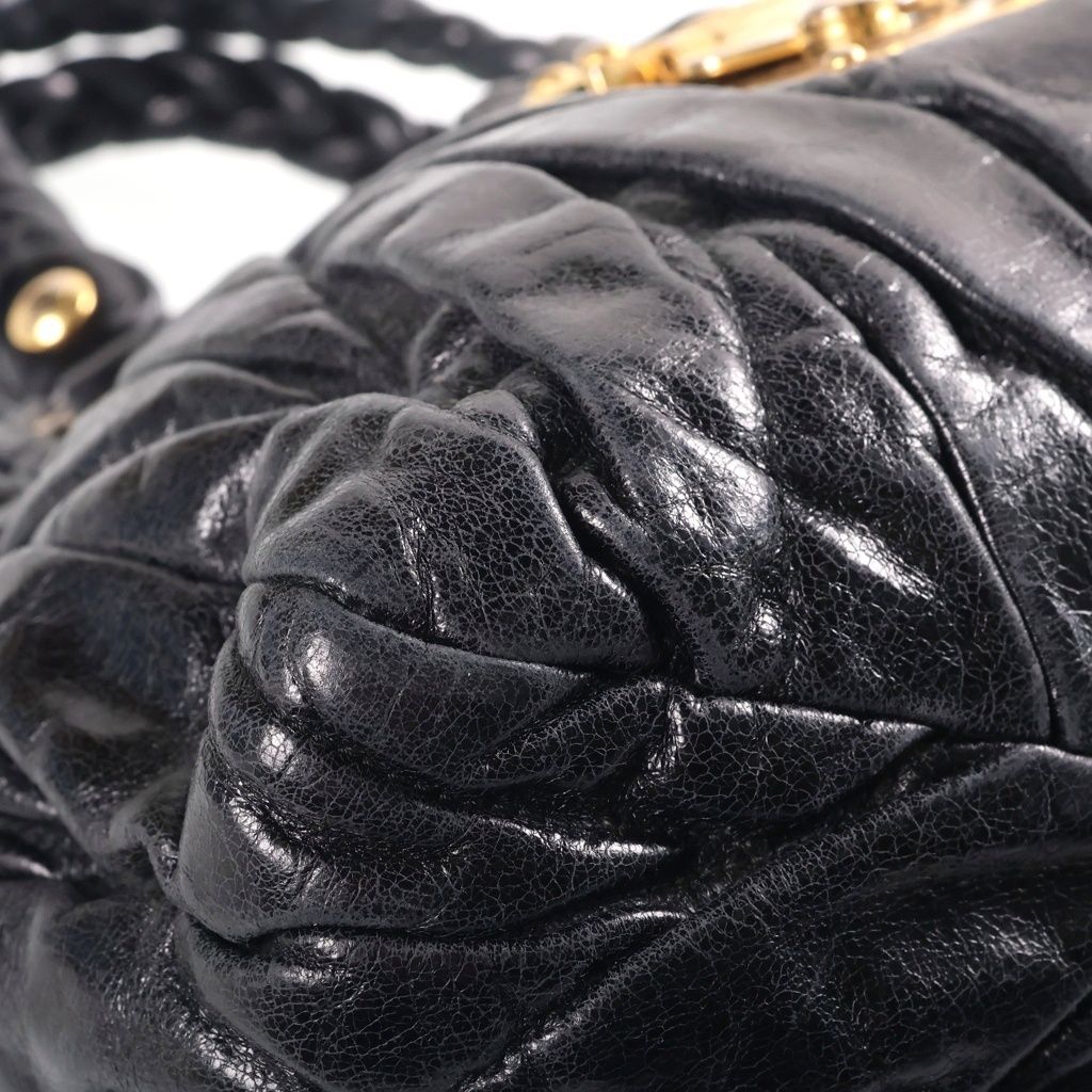 Miu Miu Matelasse Lambskin Leather Handbag Gold Silver Black — view 5