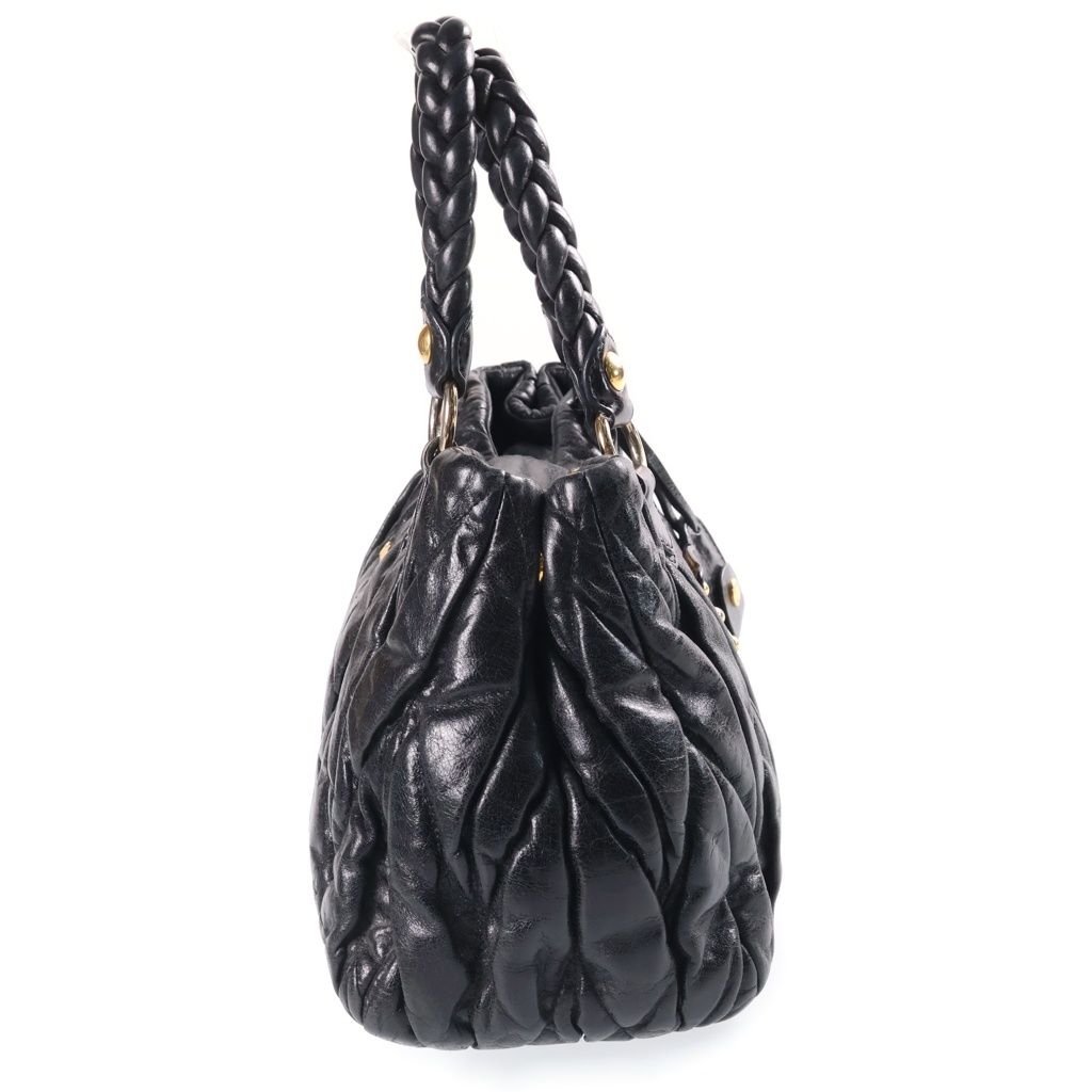 Miu Miu Matelasse Lambskin Leather Handbag Gold Silver Black — view 3