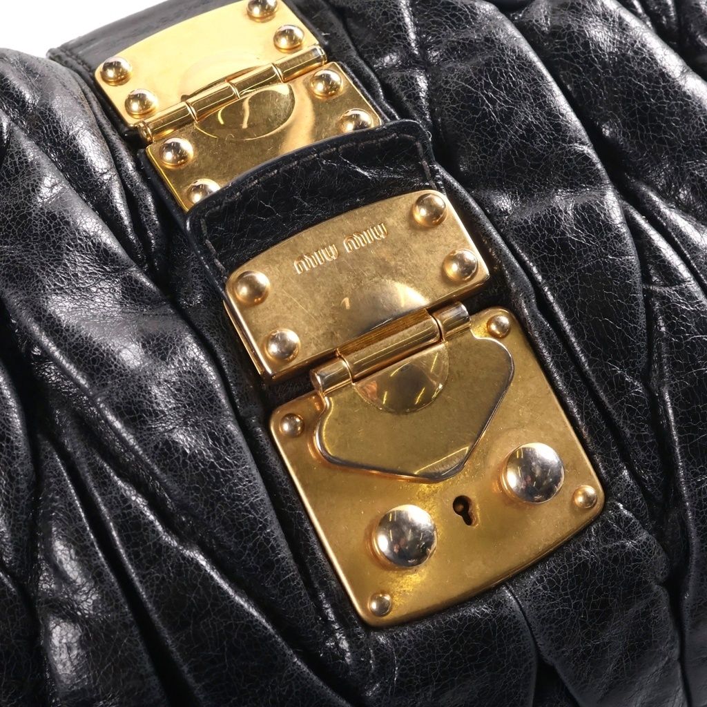 Miu Miu Matelasse Lambskin Leather Handbag Gold Silver Black — view 6