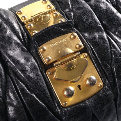 Miu Miu Matelasse Lambskin Leather Handbag Gold Silver Black — view 6