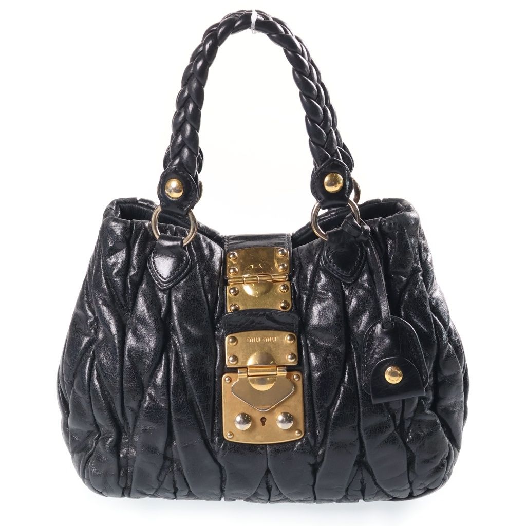Miu Miu Matelasse Lambskin Leather Handbag Gold Silver Black