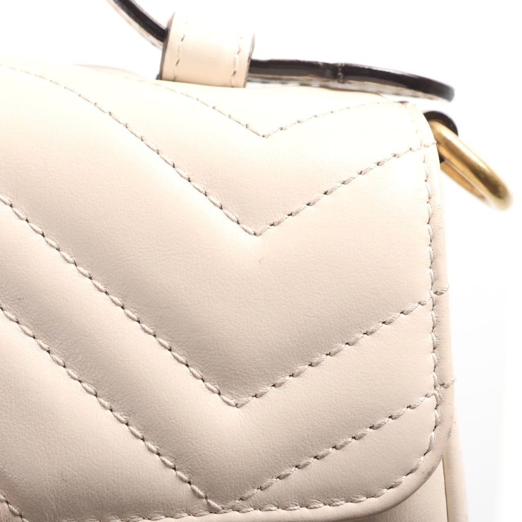 Gucci GG Marmont Mini Leather 2-Way Top Handle Chain Shoulder Bag Gold Ivory — view 7