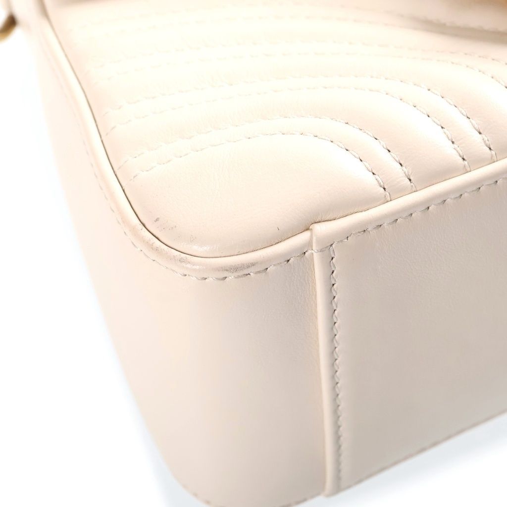 Gucci GG Marmont Mini Leather 2-Way Top Handle Chain Shoulder Bag Gold Ivory — view 5