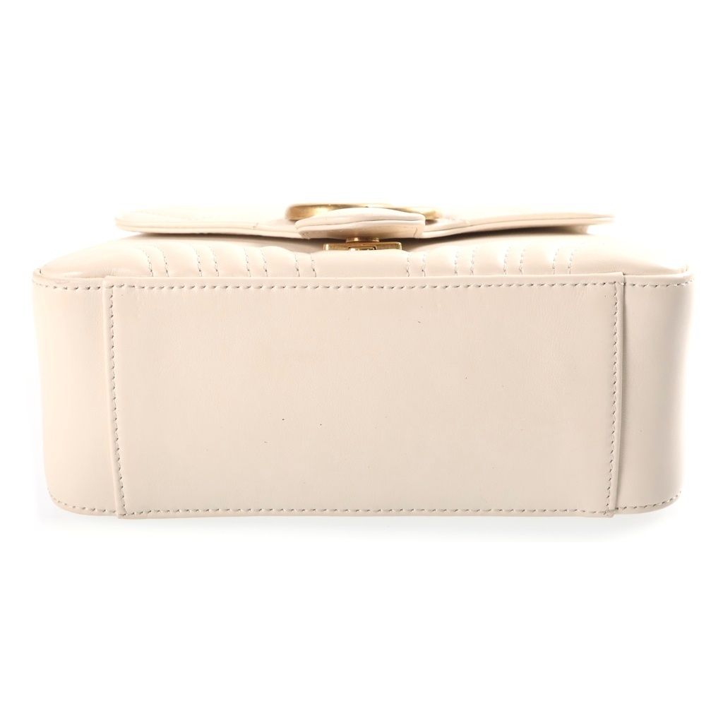 Gucci GG Marmont Mini Leather 2-Way Top Handle Chain Shoulder Bag Gold Ivory — view 4